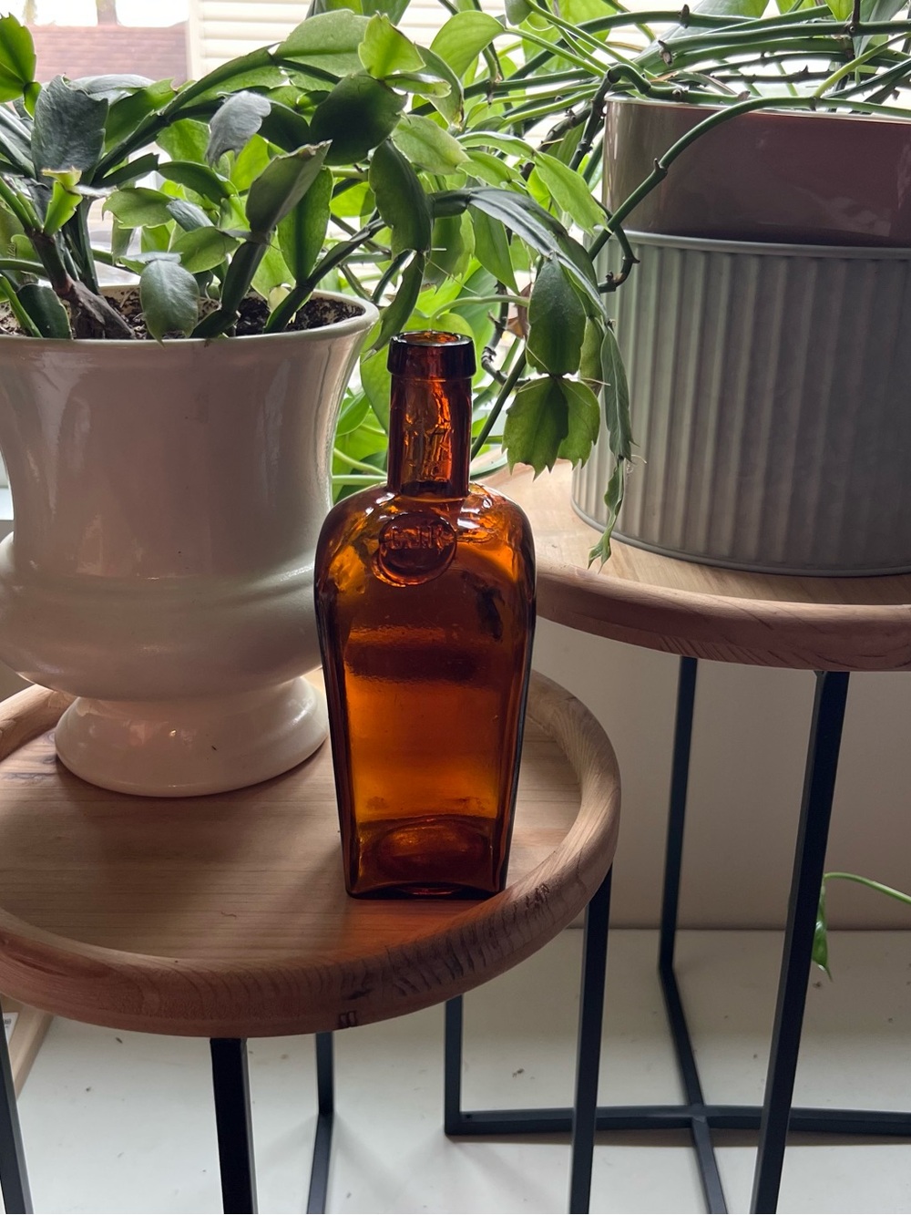 Embossed Amber Glass Bottle with C.J.K. Mark - The Cork Distilleries Company